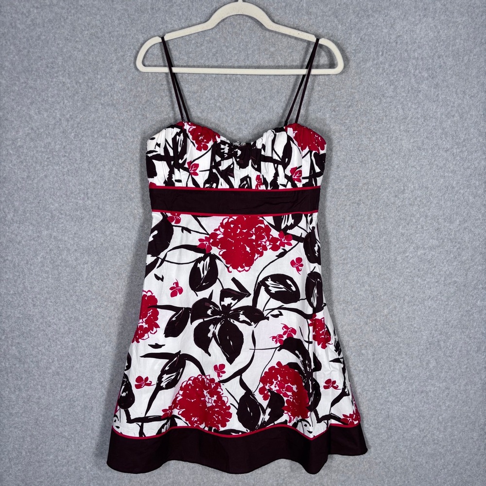 Y2K Vintage‎ Speechless Babydoll Dress Size 11 Red Brown Floral Cotton 00s Party